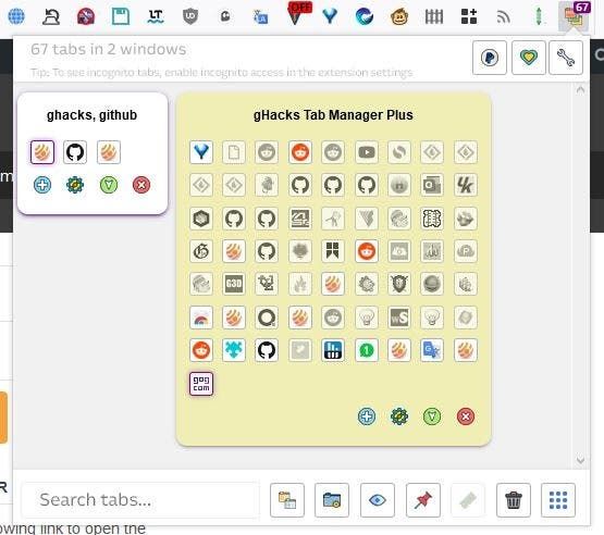 Tab Manager Plus block view