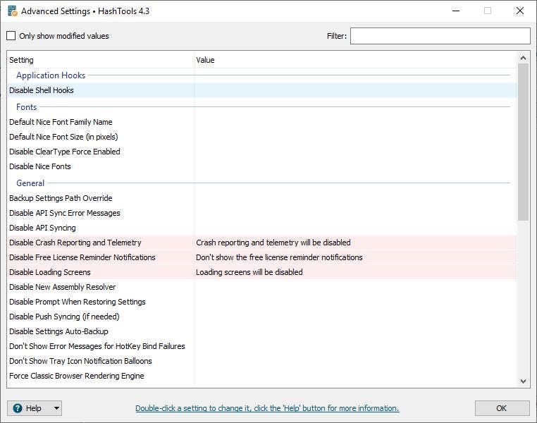 HashTools advanced options