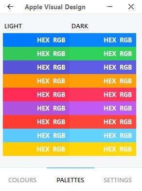 ColourDock palettes apple visual design