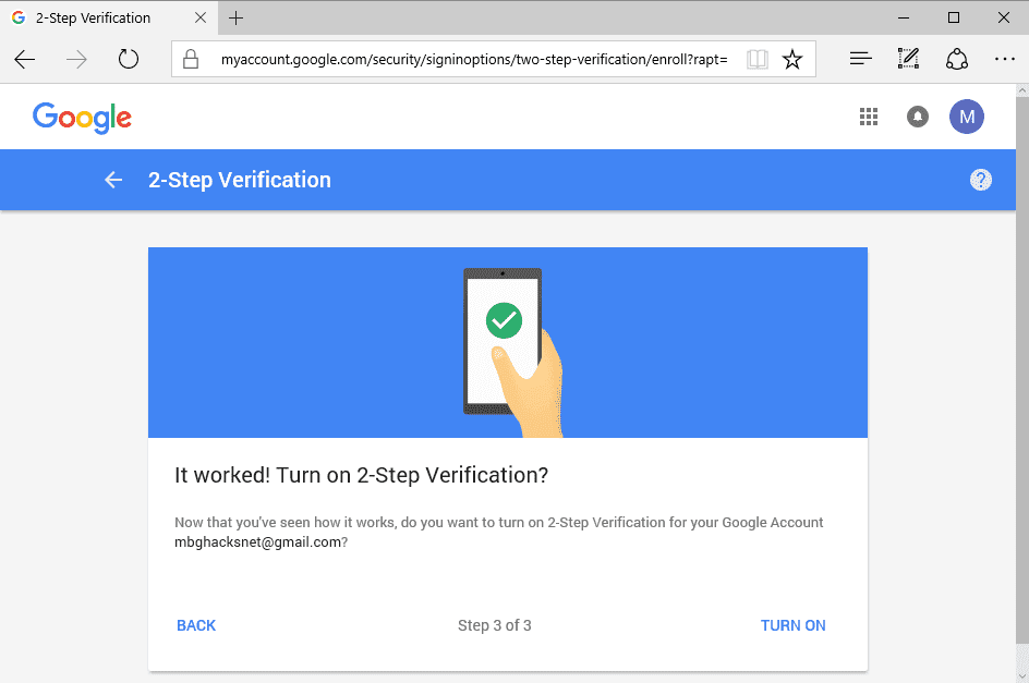 turn on -2-step verification