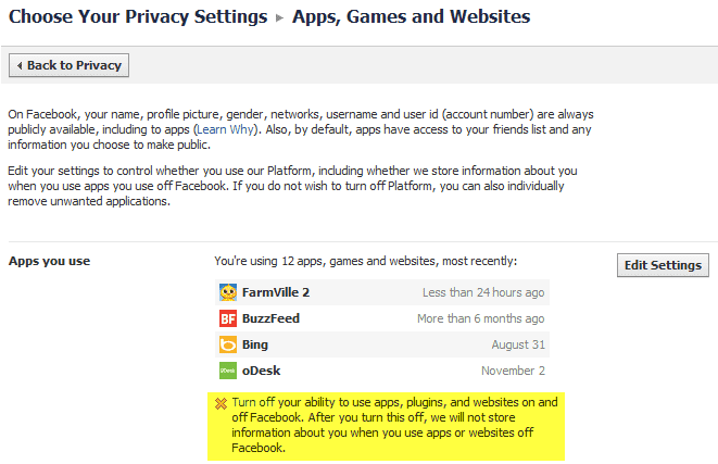 Stäng av Facebook-appar permanent