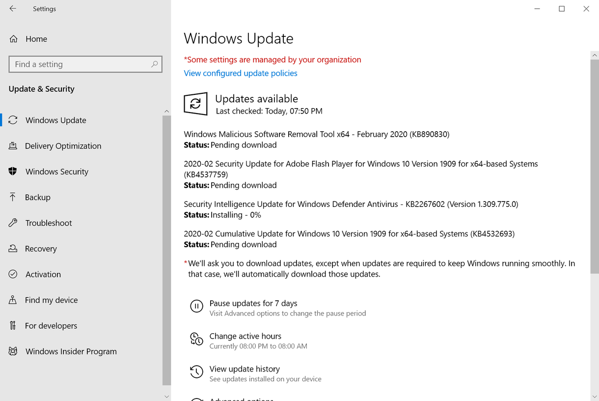 microsoft windows security updates february 2020