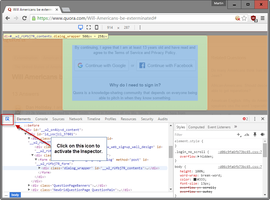 chrome inspector
