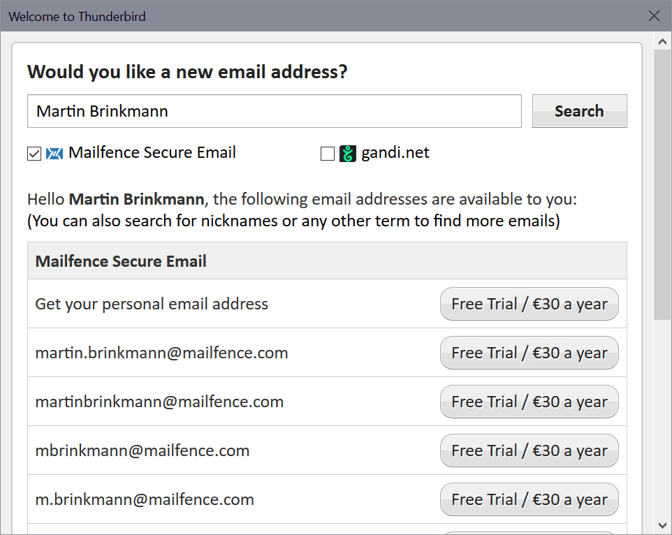 mailfence setup thunderbird