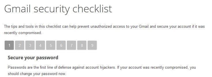 gmail security checklist
