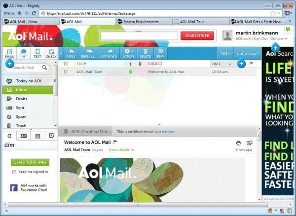 aol mail standard