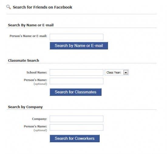 search for friends on facebook