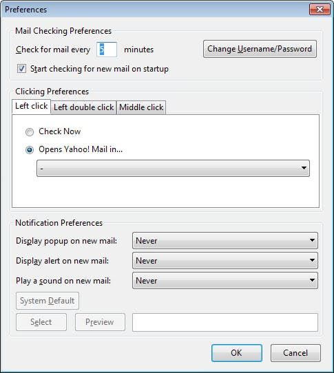 yahoo mail notifier preferences