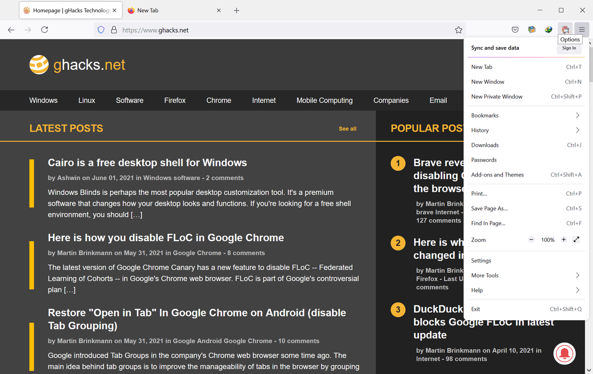 Firefox nouvelle interface
