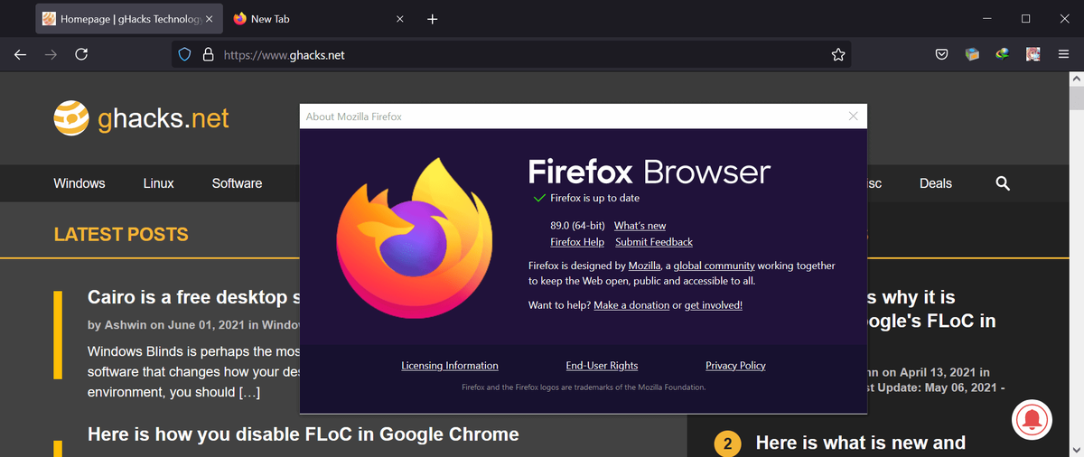Firefox 89 поставляється зі змінами інтерфейсу