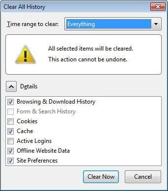clear firefox history screenshot