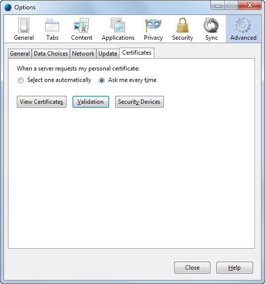 firefox options certificates