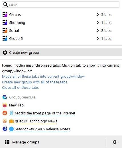 simple tab groups - show other tabs