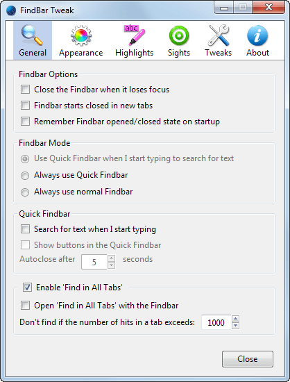 findbar tweaks