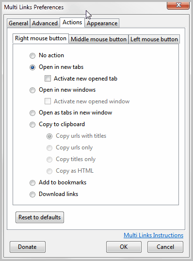 multi links preferences