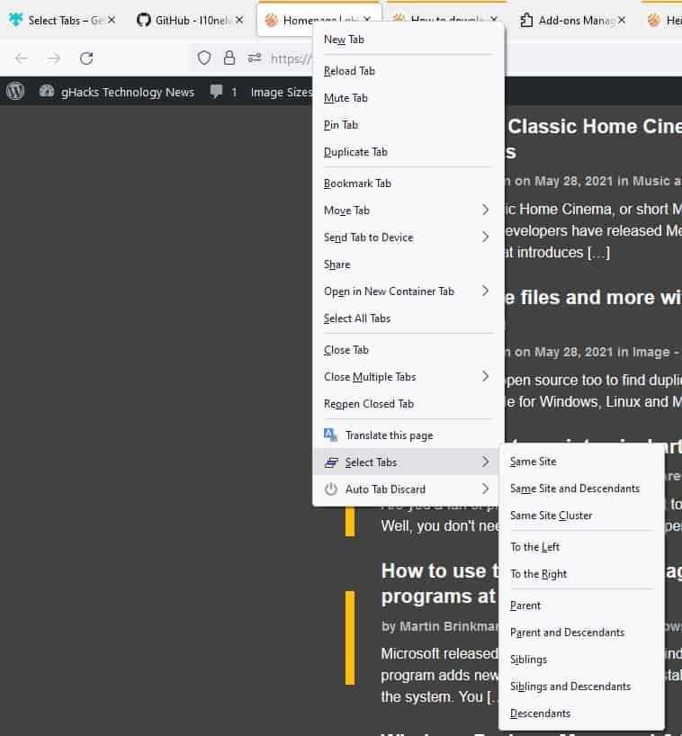 Sélectionnez plusieurs onglets du même site en seulement 2 clics avec l