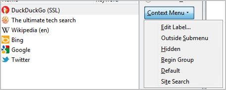 context menu