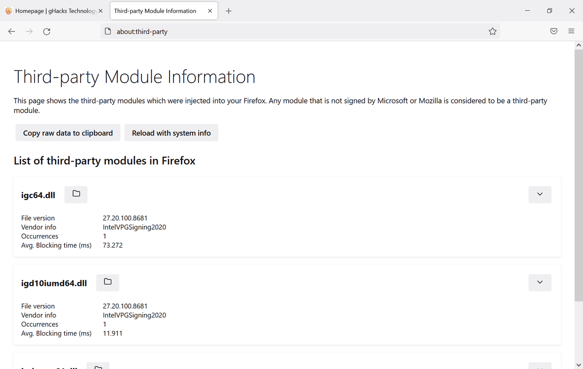modules tiers firefox