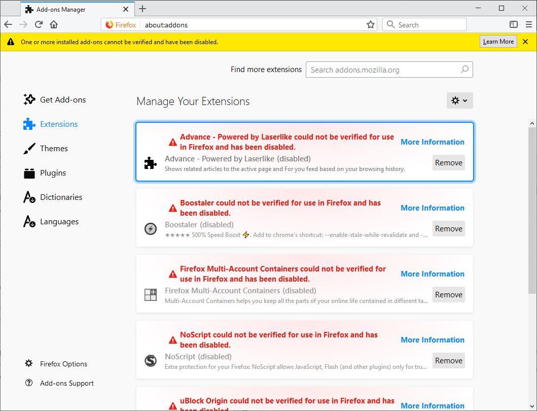 firefox add-ons disabled