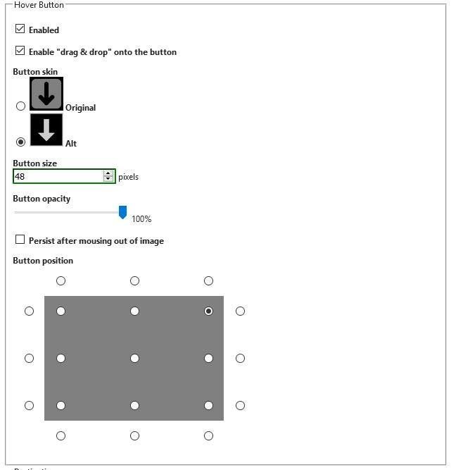 Double-click Image Downloader hover button position