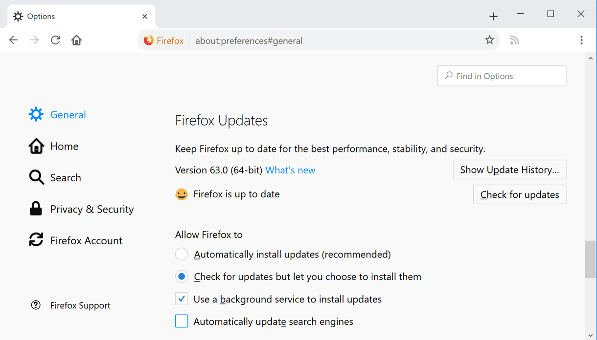firefox update check 63