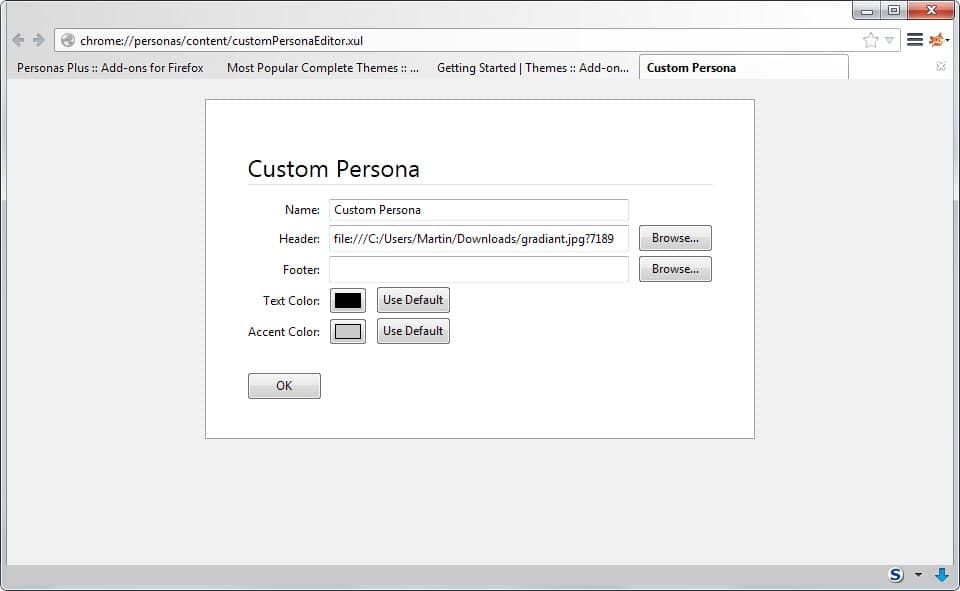 firefox custom persona