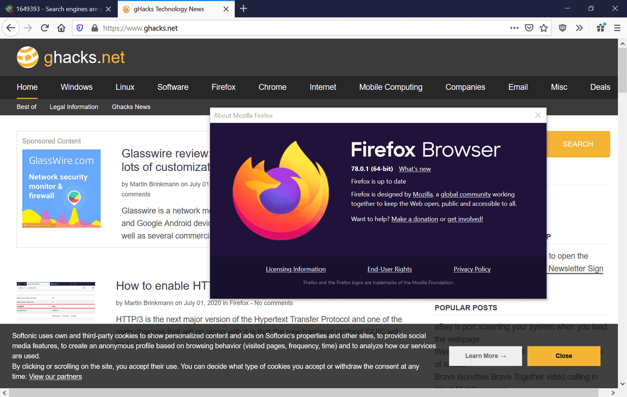 Το Mozilla διακόπτει την εγκατάσταση του Firefox 78.0, προετοιμάζει τον Firefox 78.0.1