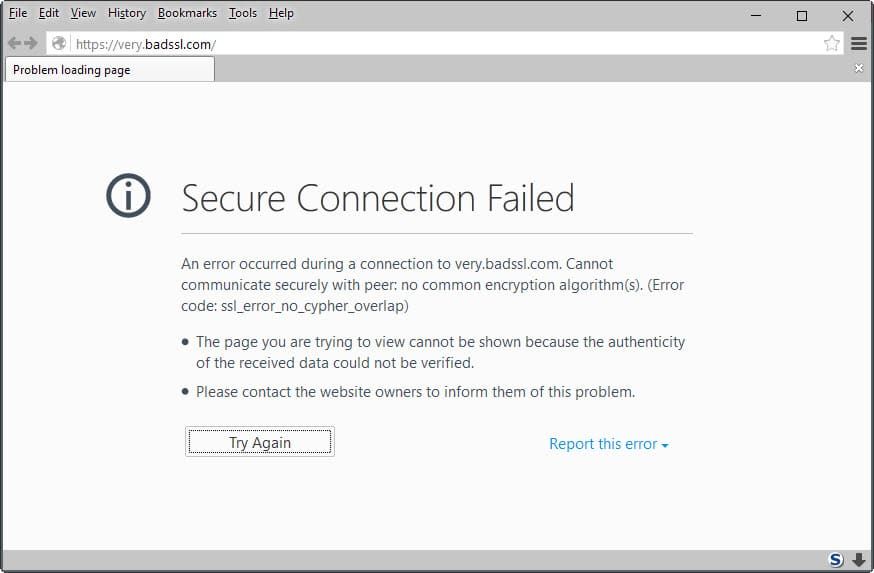 secure connection failed firefox