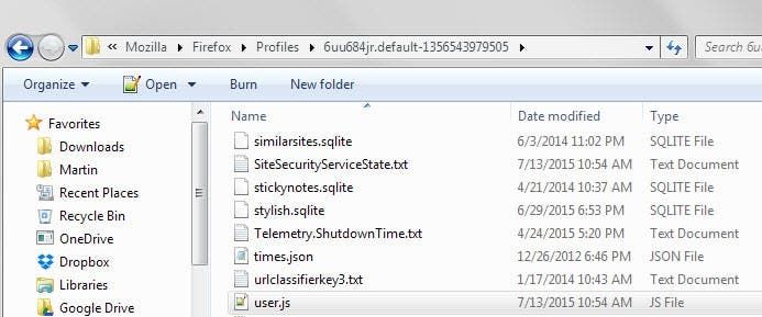 user.js firefox automatic updates