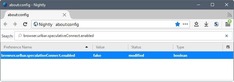 firefox browser urlbar speculativeconnect enabled