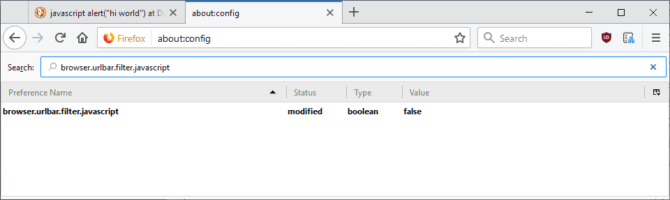 firefox address bar javascript