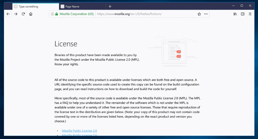 about:license firefox 57