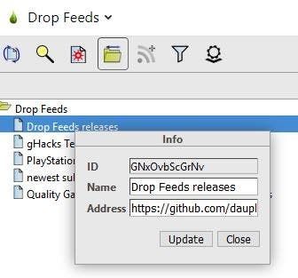 Drop Feeds menu