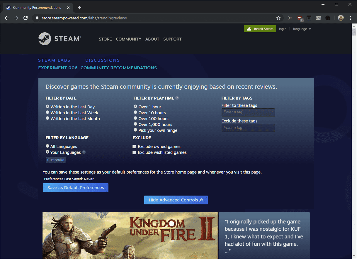 community recommendations
