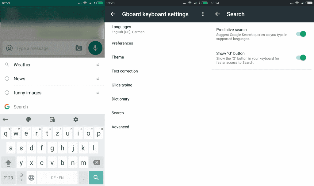 gboard remove g-button