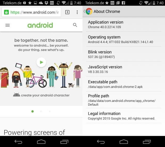 Vous devez arrêter d'utiliser Chrome sur Android 4.0 Ice Cream Sandwich