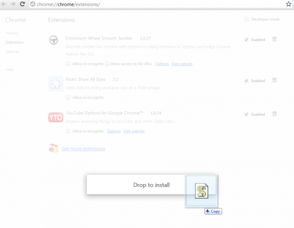 chrome drop to install