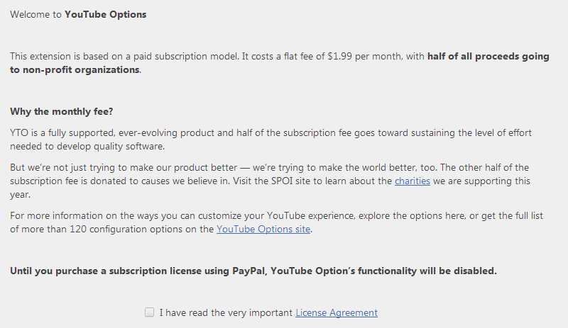 youtube options subscriptions