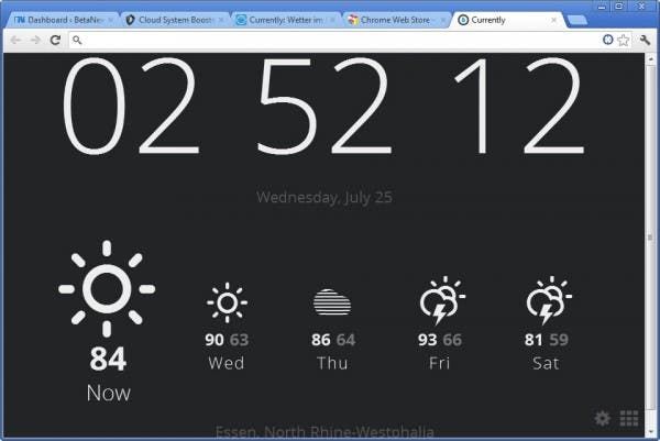 I øjeblikket til Chrome: vejr og tid på nye faneblade