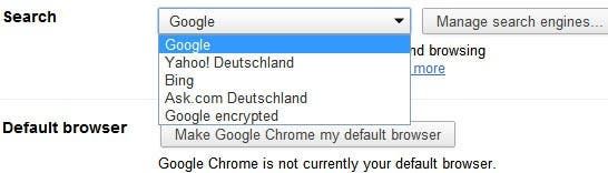 google chrome search engine