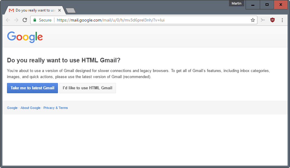 Google ต้องการให้คุณใช้ Chrome เวอร์ชันล่าสุด