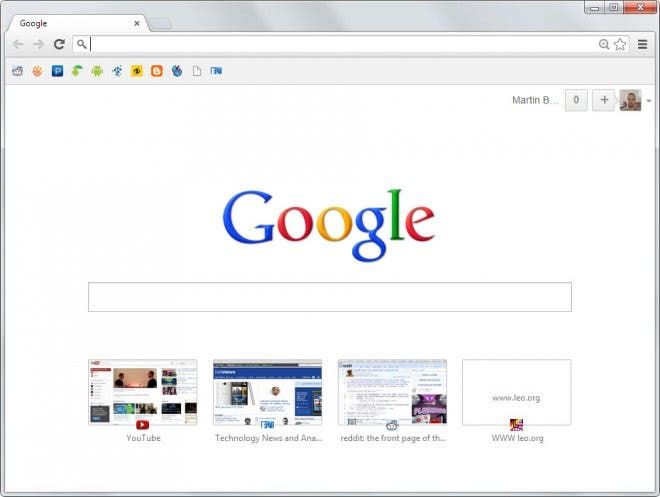 chrome canary tab page