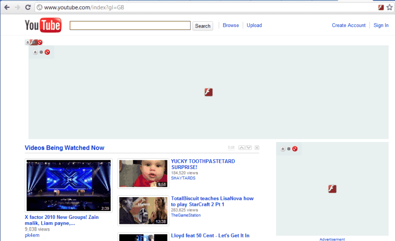 Google Chrome Flash Control