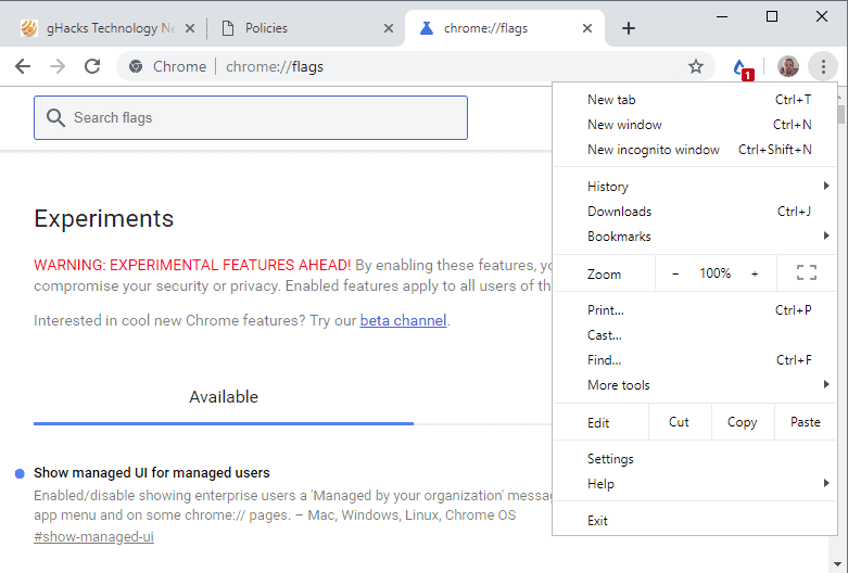 chrome-hide managed by organization