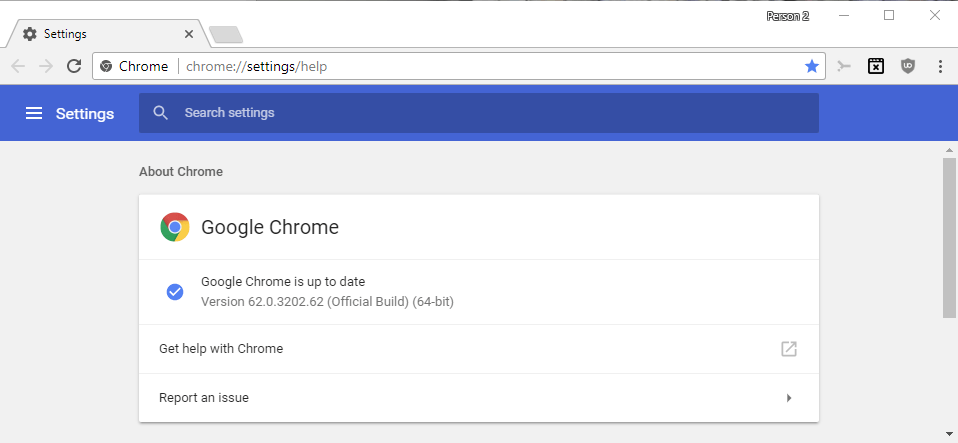 „Google Chrome 62 Stable“ neveikia