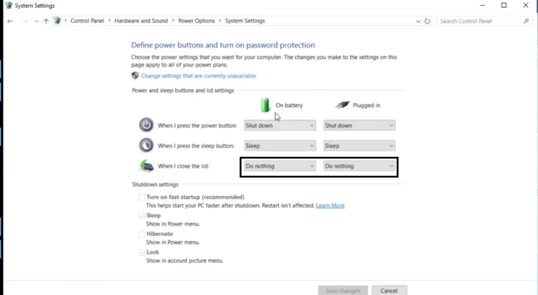 Cómo cerrar la computadora portátil y usar el monitor externo para la visualización en Windows 10 2