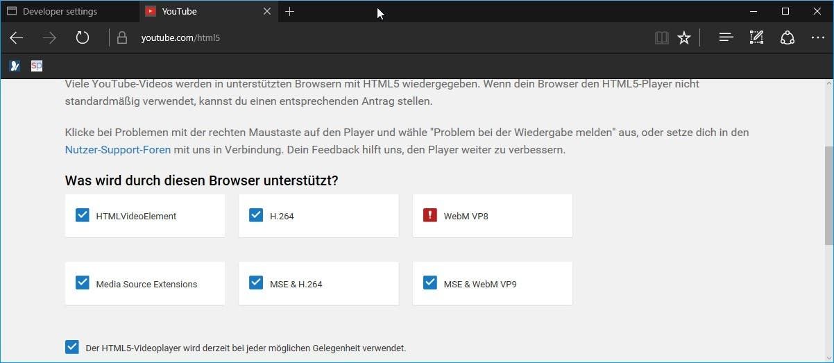 Microsoft Edge: compatibilidad con VP9, ​​WebM y Opus