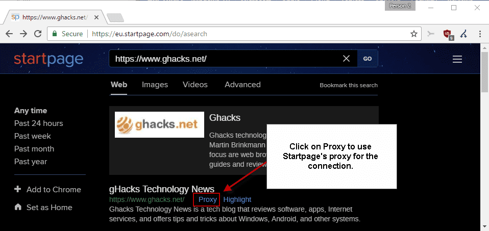startpage proxy 502 bad gateway