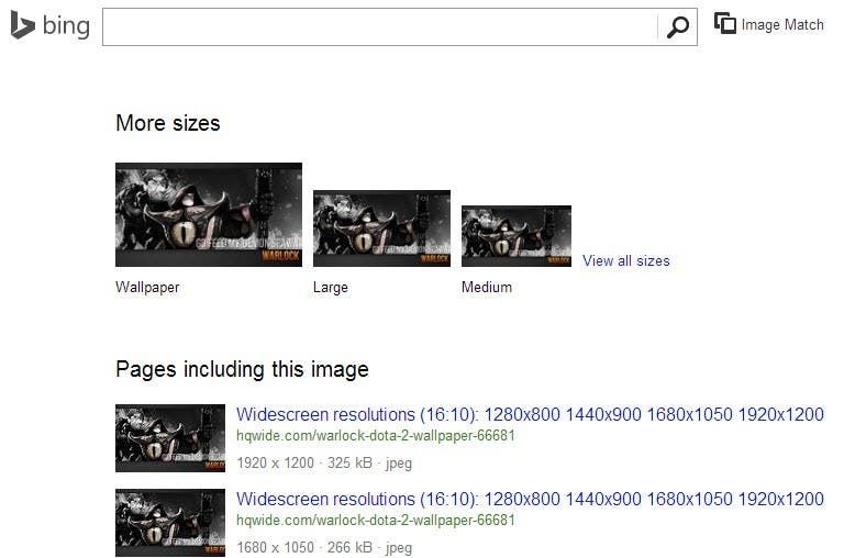 bing image matches