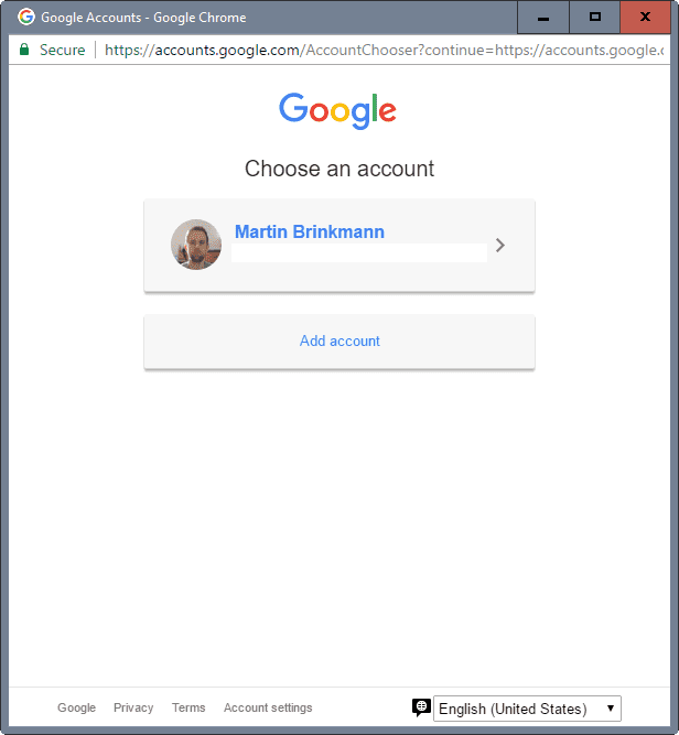 select google account